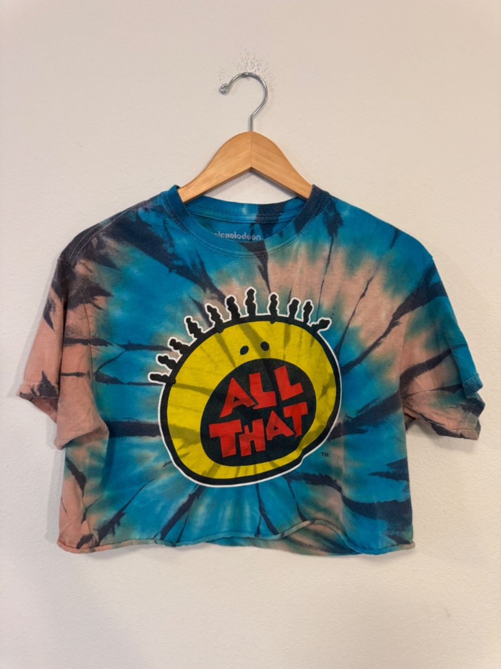 Nickelodeon All That Tie Dye Cropped T-Shirt Women's M 100% Cotton